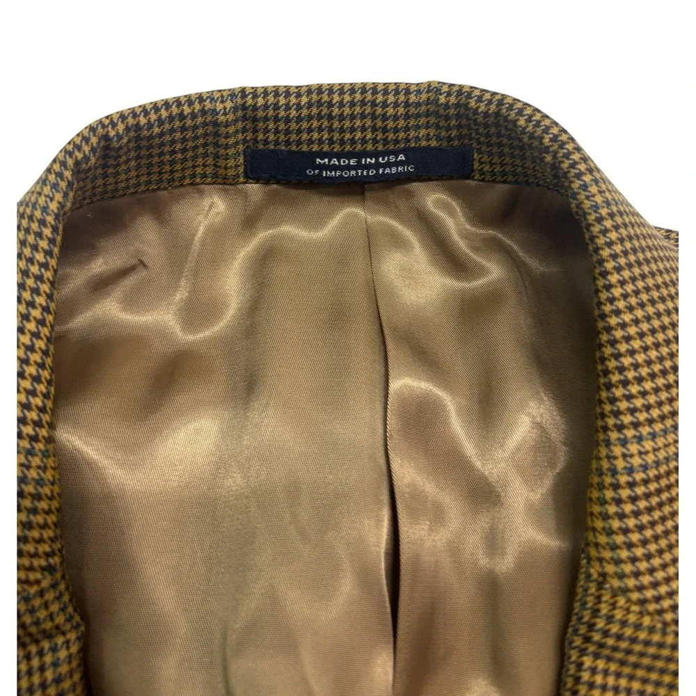 Hart Schaffner Marx 42R Brown Houndstooth Windowpane Blazer Jacket‎ Sport Coat